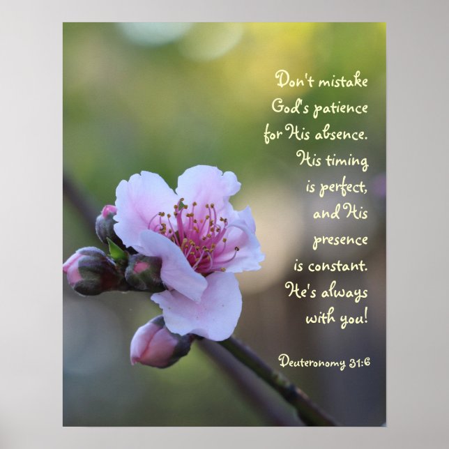 Blommigten Poster w Verse från Deuteronomy 31:6 (Framsidan)