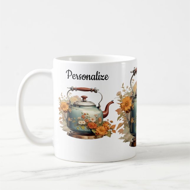 Blommigten Pot Design för Söt av kaffeblommor Kaffemugg (Vänster)