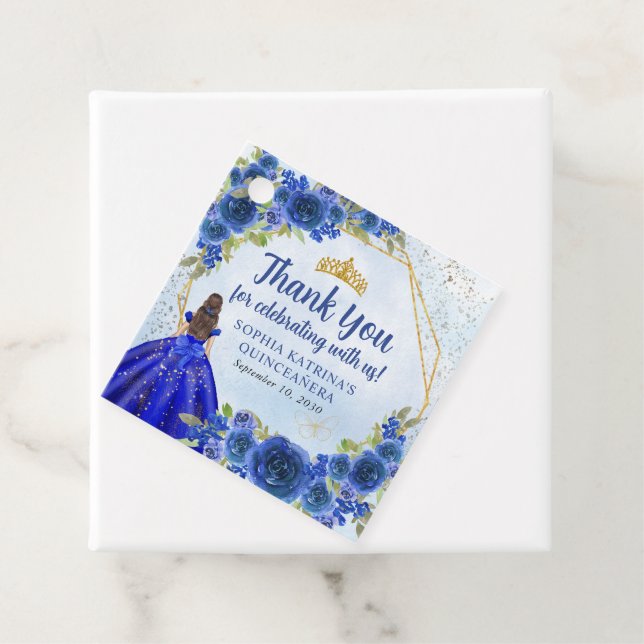 Blommigten Princess Krona Tack Gåvor Etiketter (På plats)