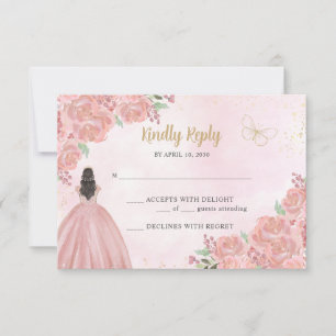 Blommigten Princess Quinceañera ( Rosa Guld) OSA Kort