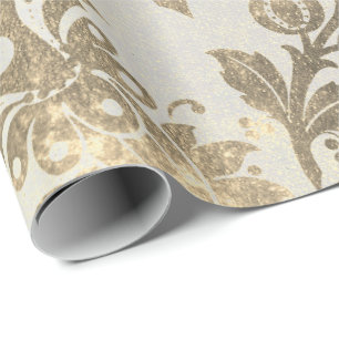 Blommigten pudrar Grungy damastast Presentpapper
