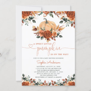 Blommigten Pumpkin Fall Baby Shower för bränd Oran Inbjudningar