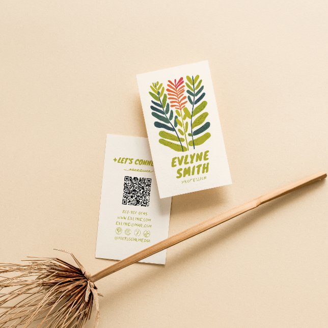 Blommigten QR-kod för Funky av återfyllnad handskr Visitkort (Skapare uppladdad)