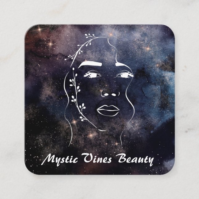 ** Blommigten QR Nebula Sq för kvinnans anläggning Fyrkantigt Visitkort (Framsida)