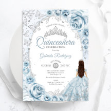 Blommigten Quinceanera Baby blue Silver