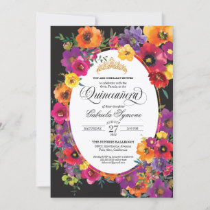 Blommigten Quinceañera för Bright Fiesta Flower Wa Inbjudningar