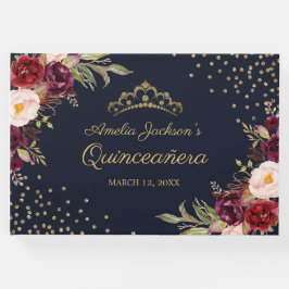 Blommigten Quinceanera Guest Bok