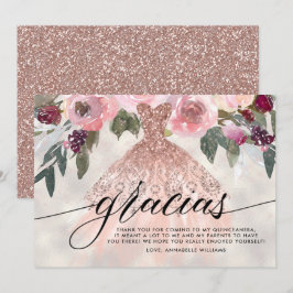 Blommigten Quinceañera i Gracias Ro Glitter Tack Kort