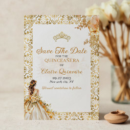 Blommigten Quinceanera i Radiant Guld Meddelande