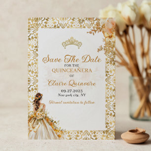 Blommigten Quinceanera i Radiant Guld Meddelande