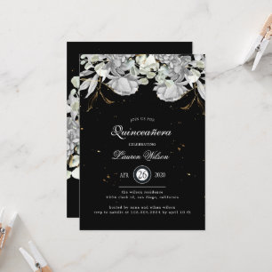 Blommigten Quinceanera i Silver Inbjudningar