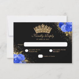 Blommigten Quinceanera i Svarta havets blå Guld Gl OSA Kort