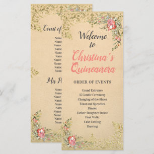 Blommigten Quinceañera i Vintage Guld