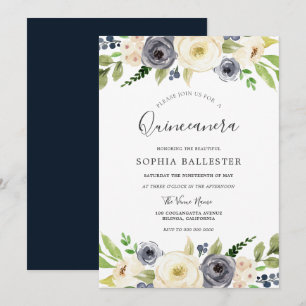 Blommigten Quinceanera Party Inbjudningar