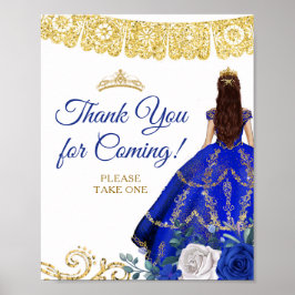 Blommigten Quinceañera Tack för royal Blue Dacks Poster