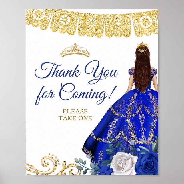 Blommigten Quinceañera Tack för royal Blue Dacks Poster (Framsidan)