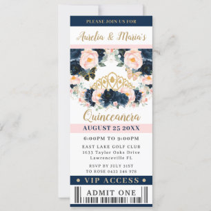 Blommigten Quinceañera VIP Biljett Inbjudningar