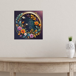 Blommigten Ram Bibelverser i bakgrunden till mörk Poster