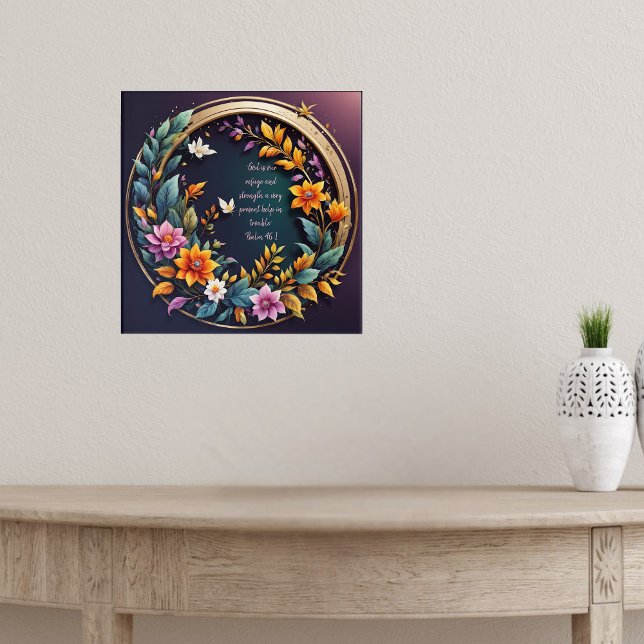 Blommigten Ram Bibelverser i bakgrunden till mörk Poster (Skapare uppladdad)