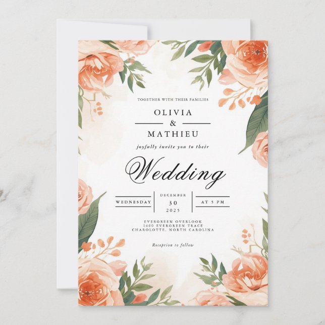  Blommigten Ram Bröllop Inbjudningar (Framsida)