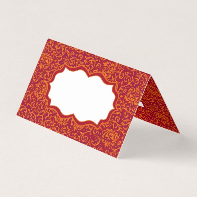 Blommigten Red and Guld Renaissance Tudor Damask Kort (Framsida)