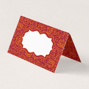 Blommigten Red and Guld Renaissance Tudor Damask Kort