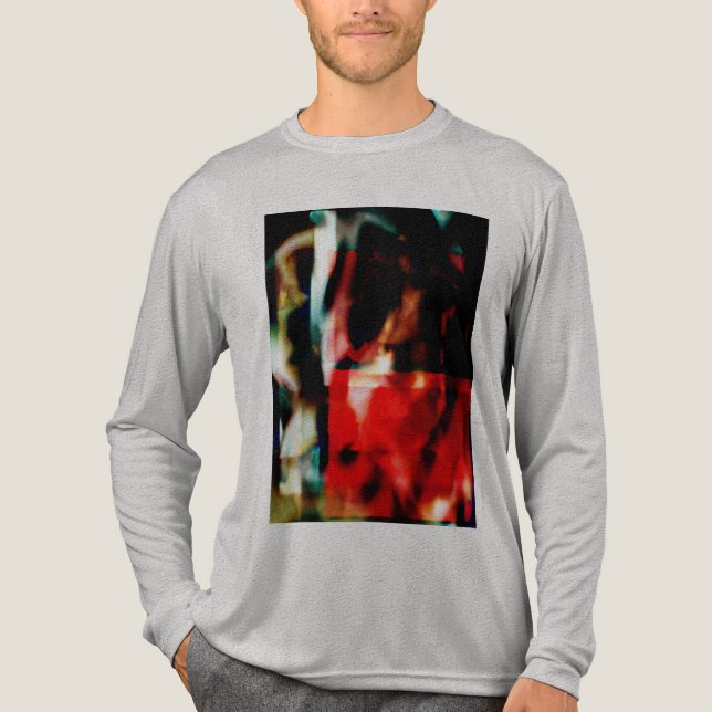 Blommigten Red Grönt Black Abstract Design T Shirt (Framsida)
