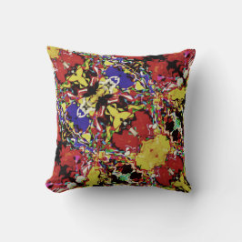 Blommigten Red Lila Black Gult Diagonal Motif Kudde