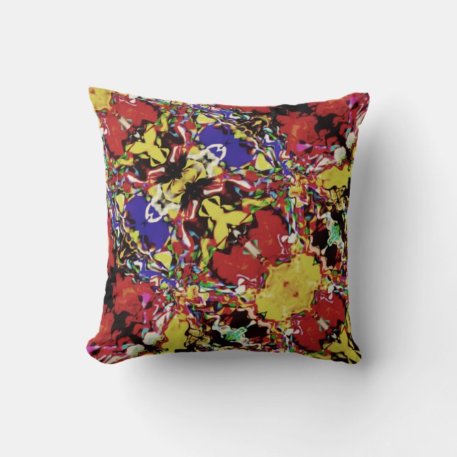 Blommigten Red Lila Black Gult Diagonal Motif Kudde (Framsida)
