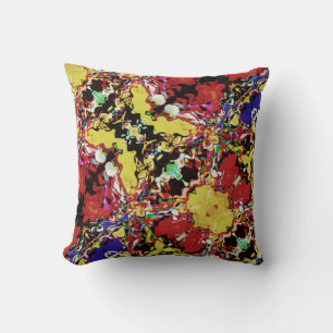 Blommigten Red Lila Black Gult Slanted Art Motif Kudde