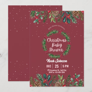 Blommigten Red och Grönt, julklapp för babykläder Inbjudningar