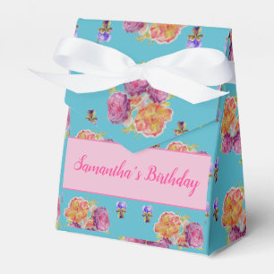 Blommigten Red Rosa ros Shabby chic Teal Aqua till Presentaskar