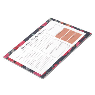 Blommigten Red Watercolor Anpassningsbar Daily Des Anteckningsblock