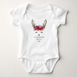 Blommigten Reindeer i Cute Jul Helgdag Monogram T Shirt