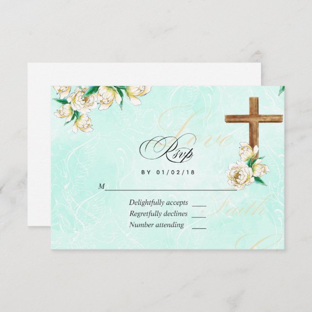 Blommigten religiösa vattenfärg OSA kort (Fram/baksida)