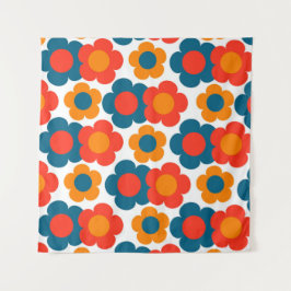 Blommigten Retro Cheerful, vit och Orange, 