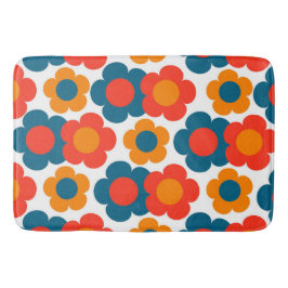 Blommigten Retro Cheerful, vit och Orange,  Badrumsmatta