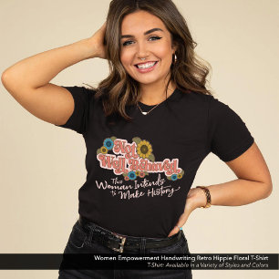Blommigten Retro Hippie för handskrift av kvinnor T Shirt