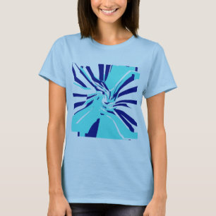 Blommigten Retro Pop Art i Aqua Navy Swirling Abst T Shirt