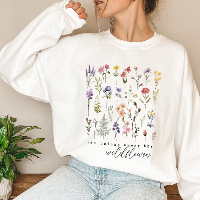 Blommigten Retro Wildblommor T Shirt (Skapare uppladdad)