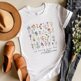 Blommigten Retro Wildblommor T Shirt
