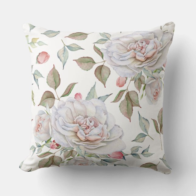 Blommigten Reversibel vattenfärgsfyllning Kudde (Framsida)