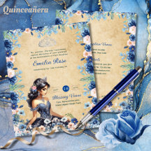 Blommigten Ro för marinblå Quinceanera-bläckfisk