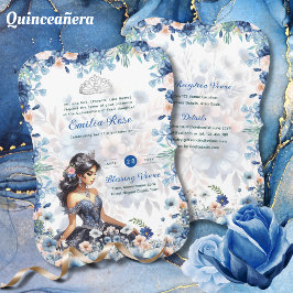 Blommigten Ro för marinblå Quinceanera-bläckfisk Inbjudningar