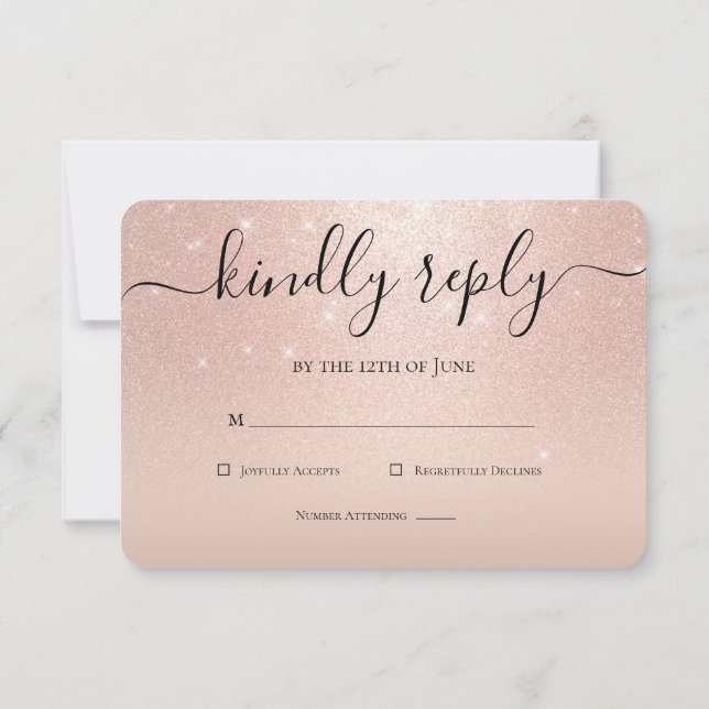 Blommigten ro Guld Glitter Chic Rosa Quinceanera OSA Kort (Baksida)