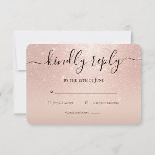 Blommigten ro Guld Glitter Chic Rosa Quinceanera OSA Kort