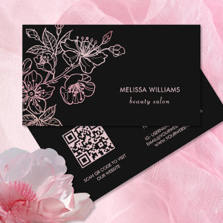 Blommigten Ro Guld  Rosa Black | QR-kod Visitkort