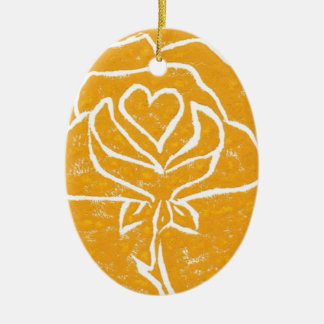 blommigten "Ro Heart Gult" Julgransprydnad Keramik