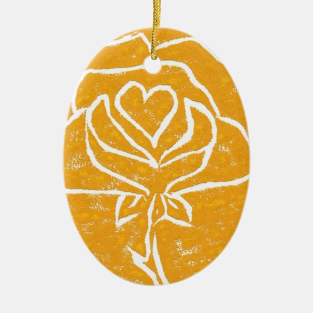 blommigten "Ro Heart Gult" Julgransprydnad Keramik (Framsidan)