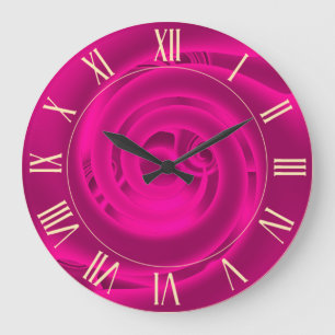 Blommigten Ro i den moderna Neon Rosa Abstrakt Stor Klocka